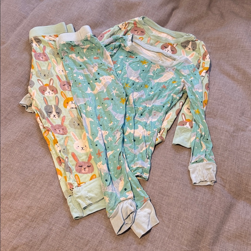 2 pairs Little Sleepies pajamas 18-24 months